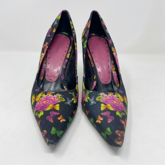 BCBGirls Floral Butterfly Spike Heels Size 8 Pointed Toe Barbiecore - Picture 2 of 9